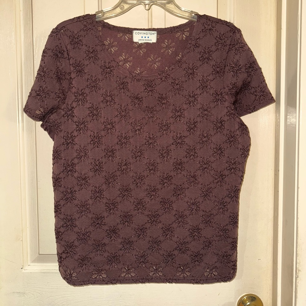 deep mauve short sleeve patterned